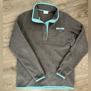 Columbia PFG Gray Pullover with Aqua Accents